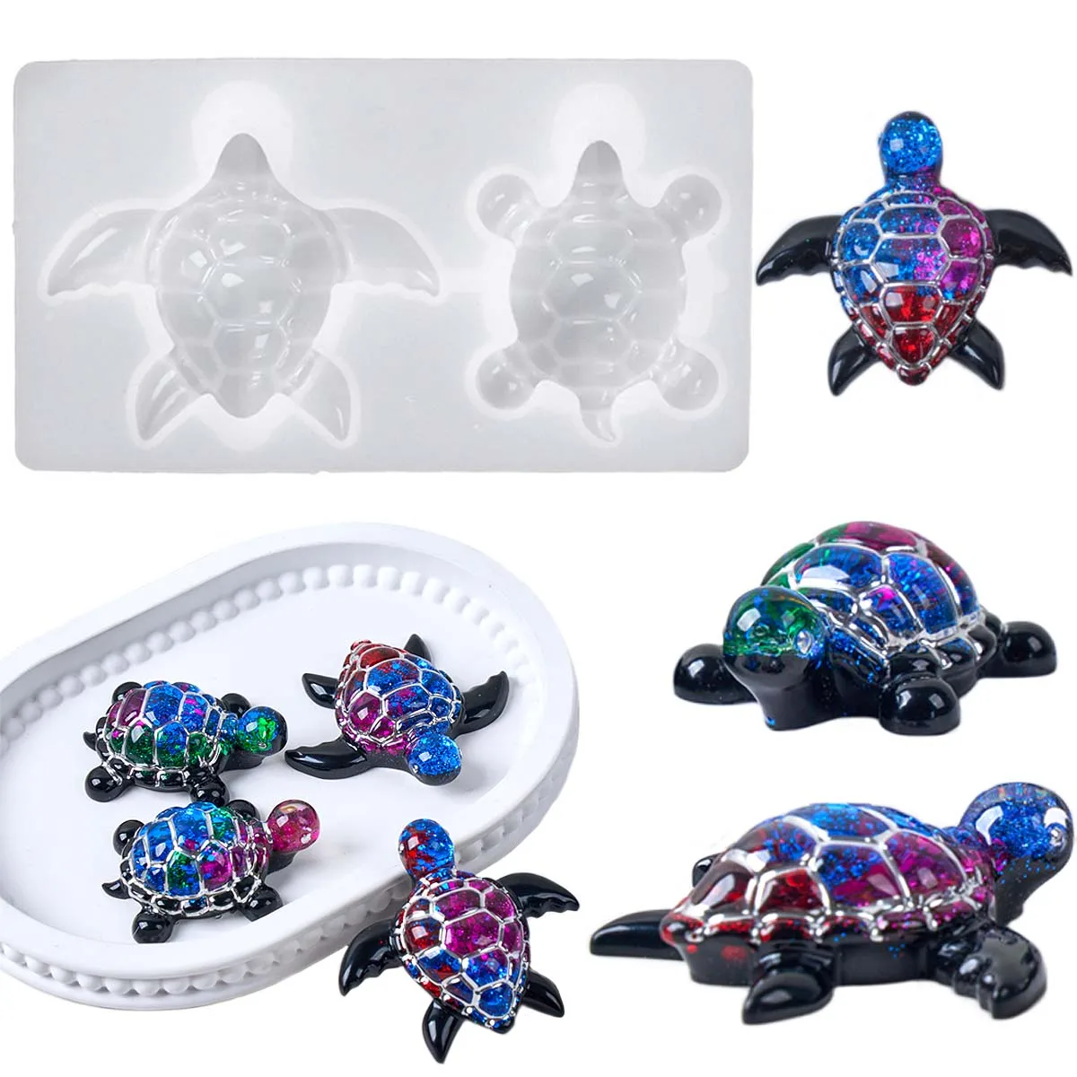 3D Sea Turtle Keychain Silicone Mold DIY Ocean Theme Animal Ornaments Tortoise Turtle Craft Making UV Epoxy Resin Jewelry Molds view 2