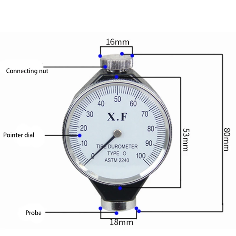 Shore Durometer 0-100 HA Rubber Tire Hardness Tester Meter For Plastic Leather Rubber Multi-Resin