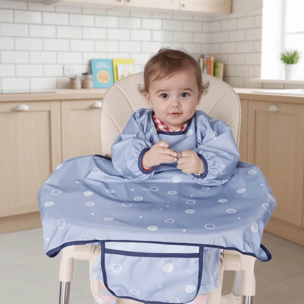 

Waterproof Coverall Baby Bib Mess Proof Anti-Dirty Weaning Bibs Polyester Quick-Dry Baby Eating Table Cover Restaurant