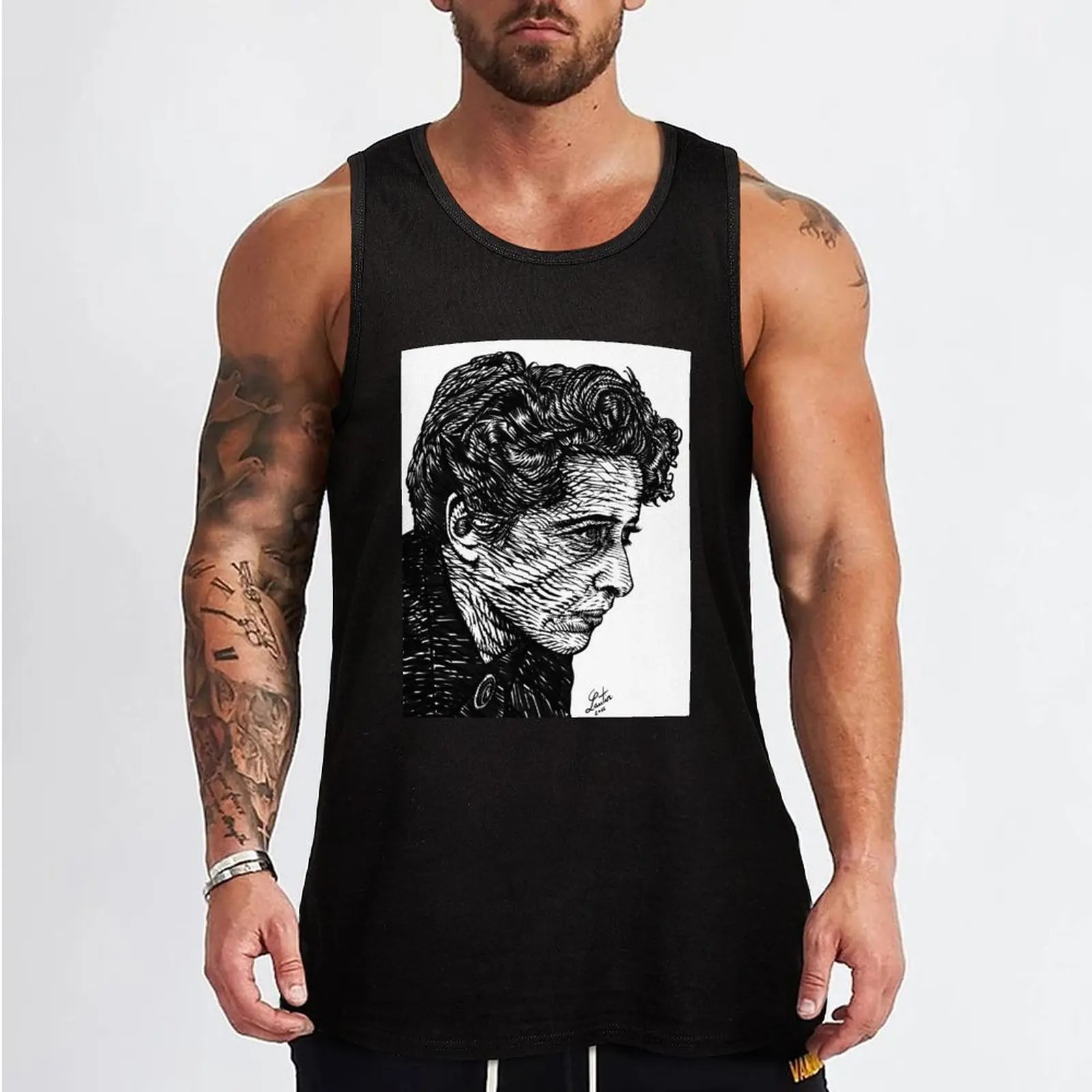 HANNAH ARENDT ink portrait .5 Tank Top running shirt underwear t shirt gym Men's gym clothing mens clothing