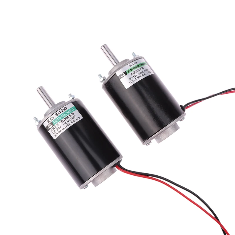 30W 12V-3500Rpm / 24V-7000Rpm 3420 DC High Speed Motor Speed Adjustable CW CCW Threaded Shaft Motor Miniature DC Small Motor