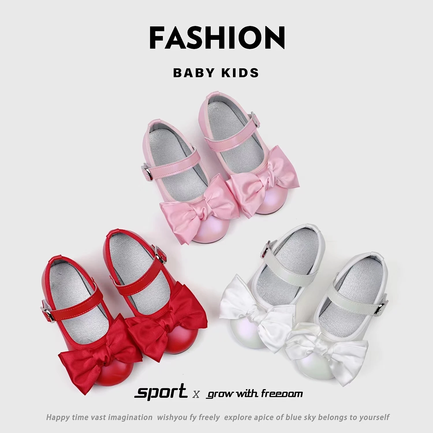 Girl\'s Princess Shoes Wedding Party Bowknot Ribbon Children Mary Janes 21-30 Toddler Fashion Sweet Spring Baby Ballet Flats