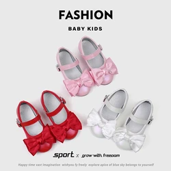 Girl's Princess Shoes Wedding Party Bowknot  Ribbon Children Mary Janes 21-30 Toddler Fashion Sweet Spring Baby Ballet Flats