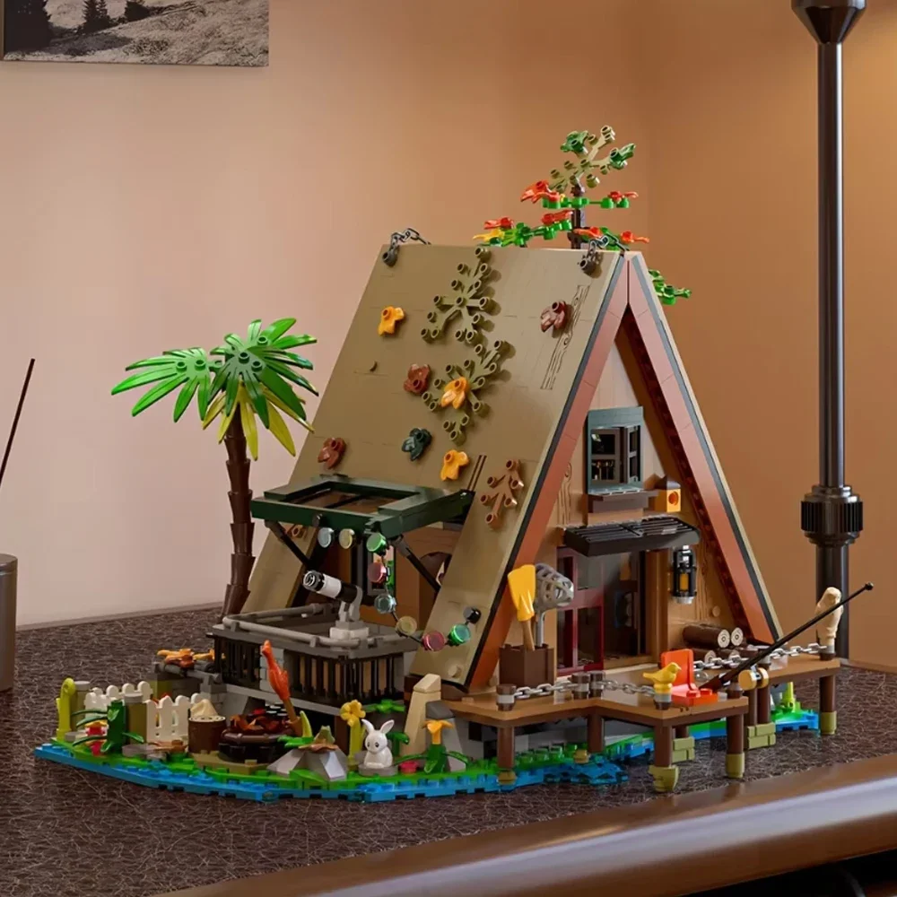 

A-frame cabin building set, MOC Ideas cabin collectible model kit for 14 year olds, gift for nature and architecture lovers (148