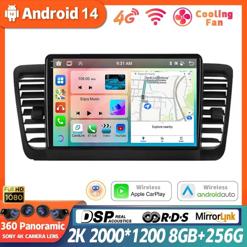 

Android 14 For Subaru Outback 3 Legacy 4 2004 2005 2007 2008 2009 Car Radio Multimedia Video Player GPS Navigation QLED WIFI DSP