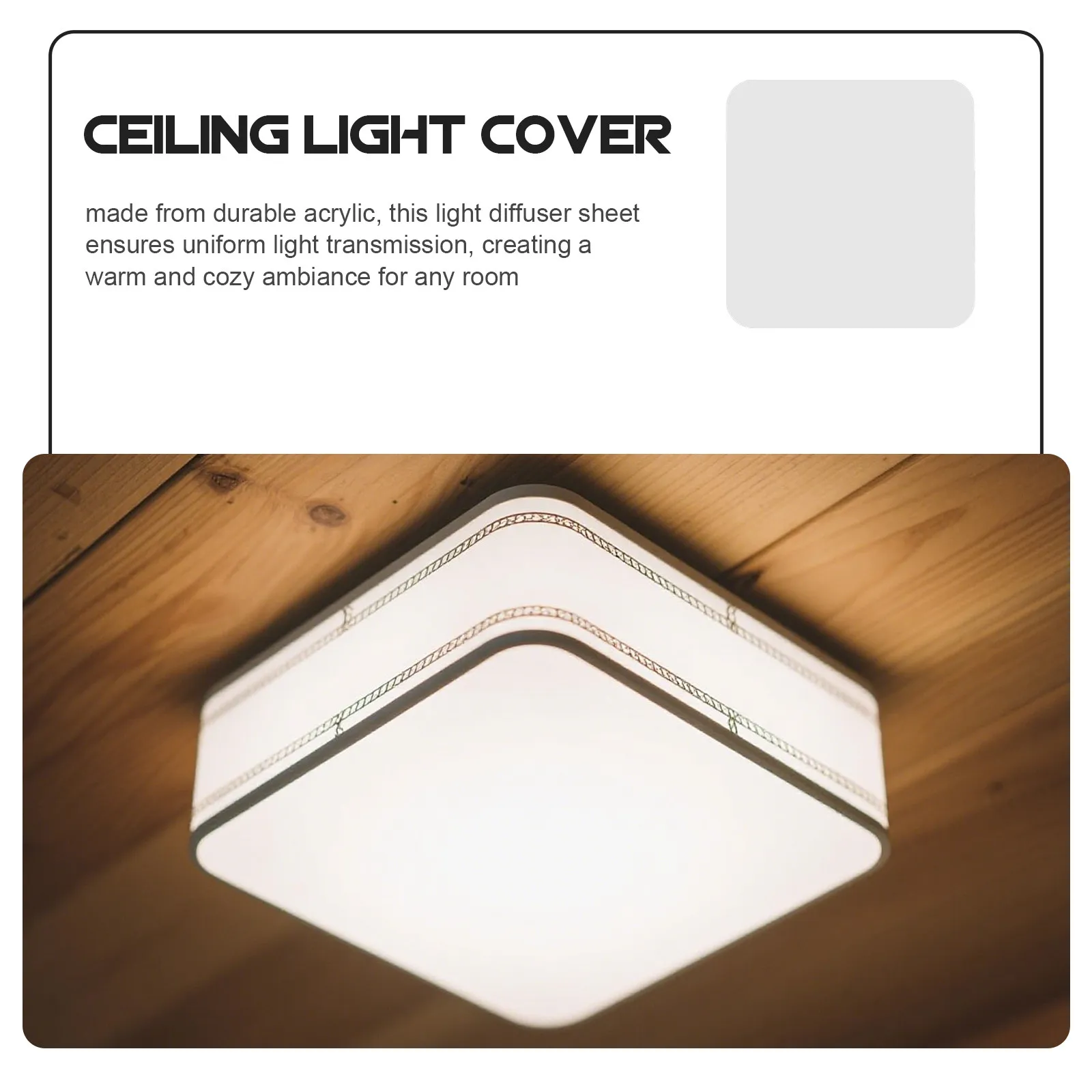 Square Acrylic Ceiling Light Diffuser Modern Flush Mount Lampshade for Bedroom Living Room Even Lighting