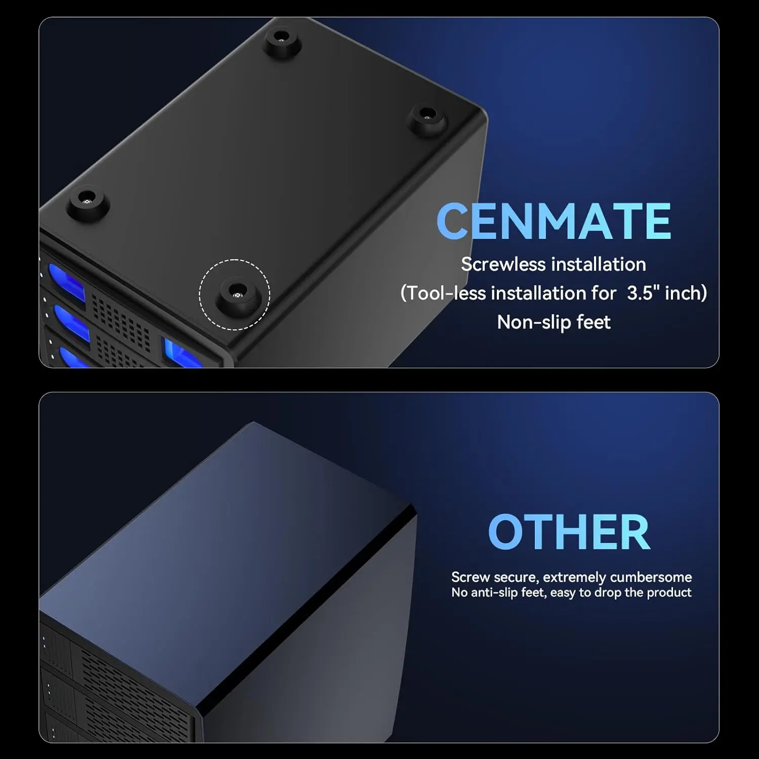 4 Bay Hard Drive Enclosure with Cooling Fan for 2.5/3.5