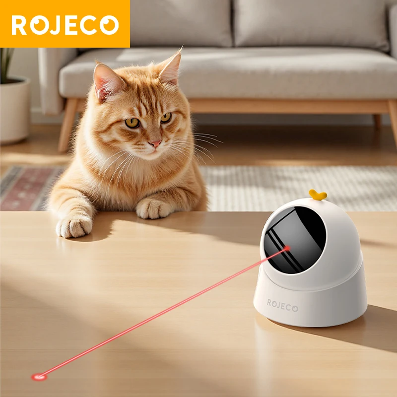 ROJECO Giocattolo Interattivo Elettrico con Laser Automatico per Gatti, Giocattolo Laser per Gatti da Interno 360 ° Giocattoli per Gatti con Laser Regolabile e Funzione di Stuzzicamento