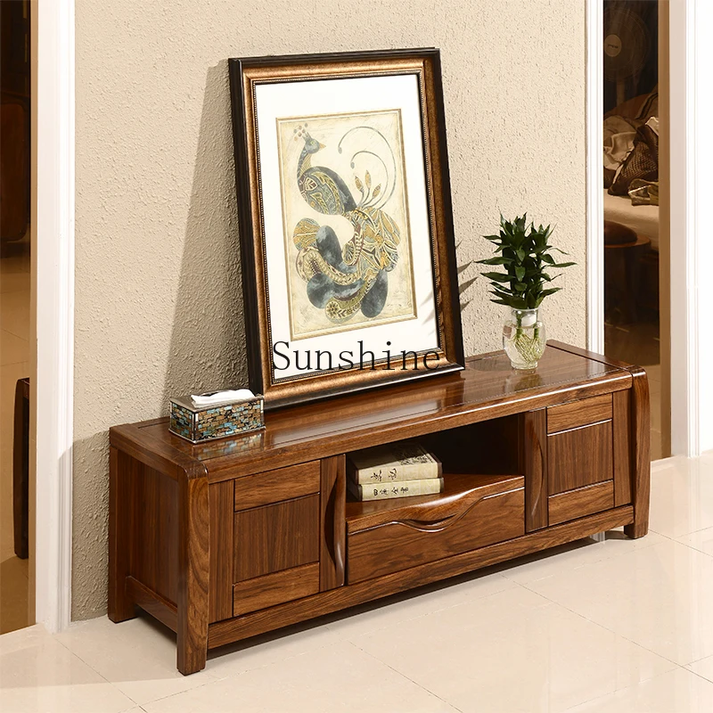 

Modern new Chinese log floor cabinet living room furniture combination storage