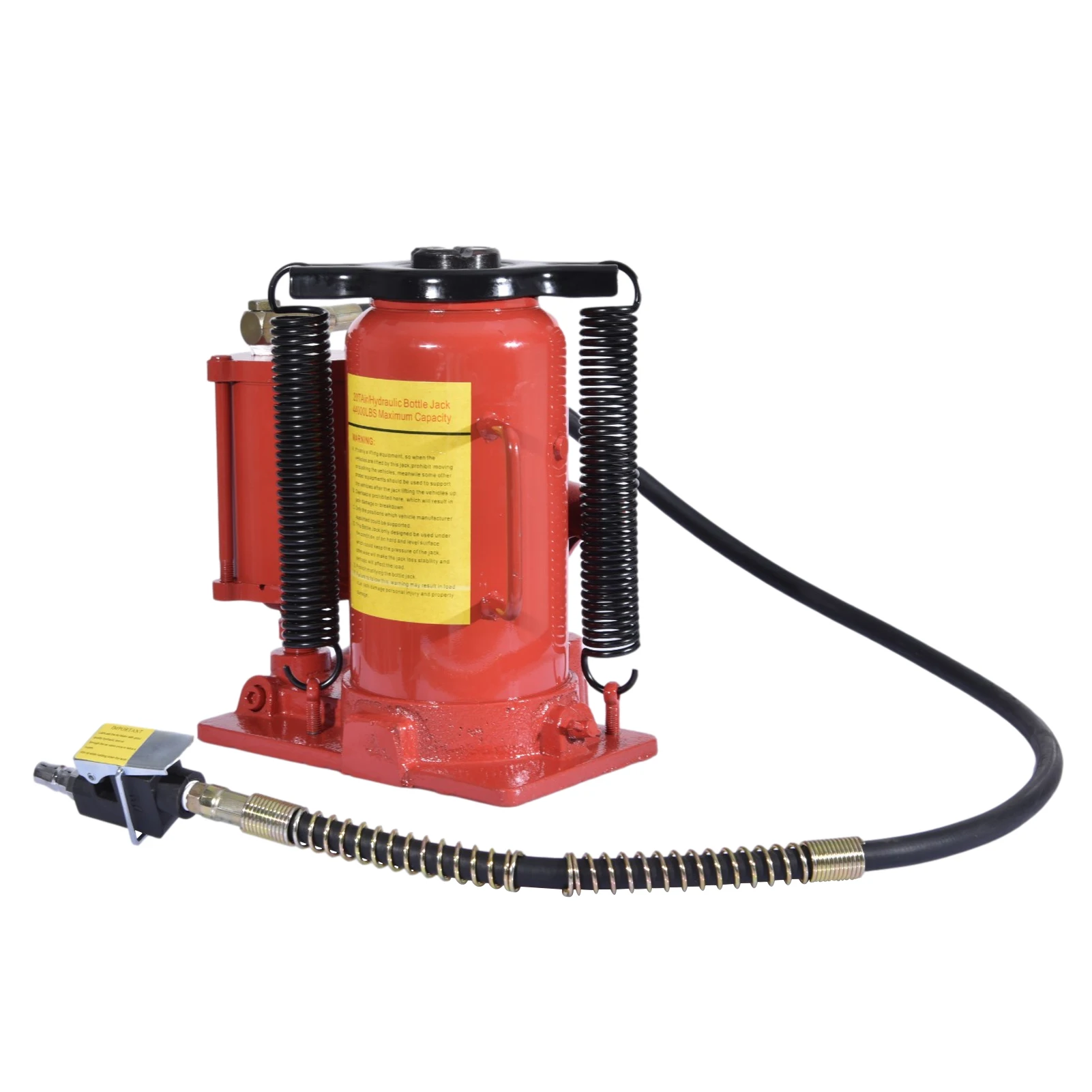 20Ton vertical hydraulic pneumatic top with red detachable handle for manual lifting of steel structure jack