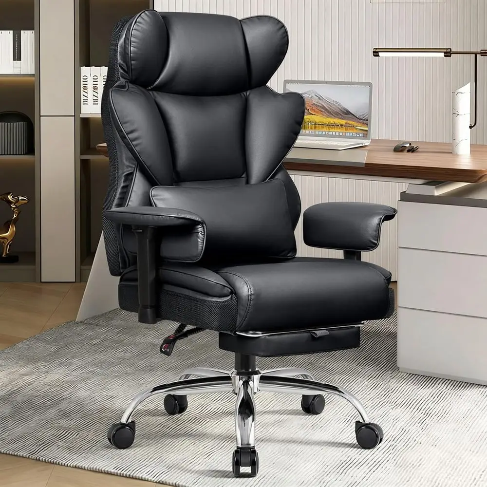 High-Capacity 400 lbs Ergonomic Office Chair with Lumbar Support, Footrest, and Adjustable Armrests