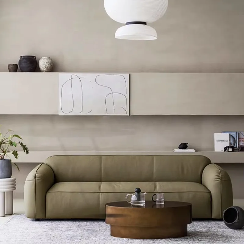 

Nordic Simple Three-seat Genuine Leather Office Sofa Living Room Furniture