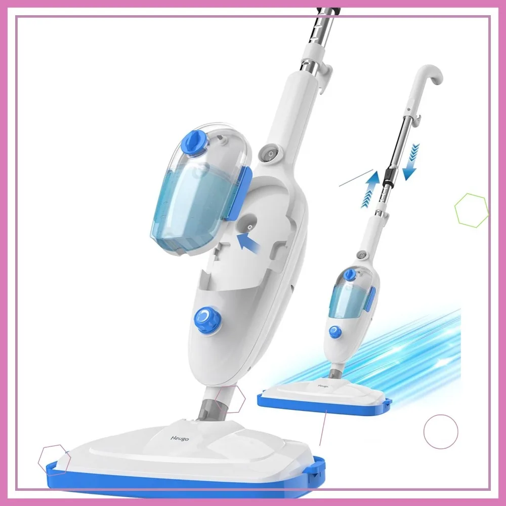 

Lightweight Steam Mop for Hardwood, Laminate, Vinyl Floors with Adjustable Steam and Height, 23ft Cord