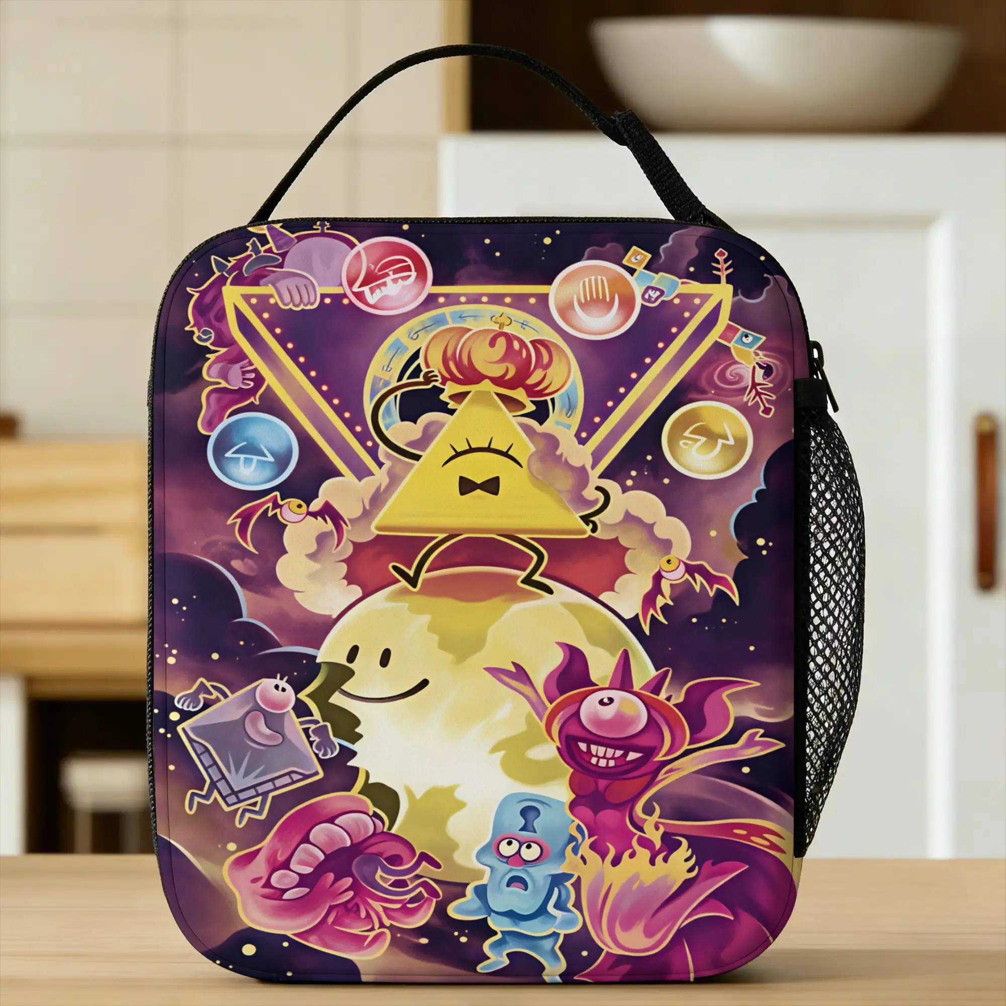 G-Gravity Falls Lunch Bag Bill Cipher Kawaii Lunch Box For Child Travel Portable Cooler Bag Oxford Designer Thermal Lunch Bags