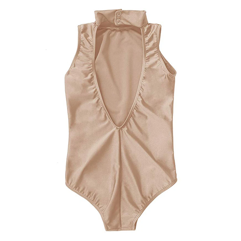 Aoylisey Meisjes Ballet Dans Slijtage Turnpakje Open-Back Mouwloze Coltrui Catsuit Kinderen Gymnastiek Spandex Stadium Kostuums