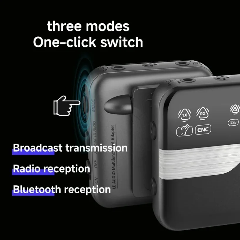 Wireless Monitoring System Auracast Broadcast Transmitter Receiver 100M Range 20H For Conference Exhibition Tour Guide Hot Sale