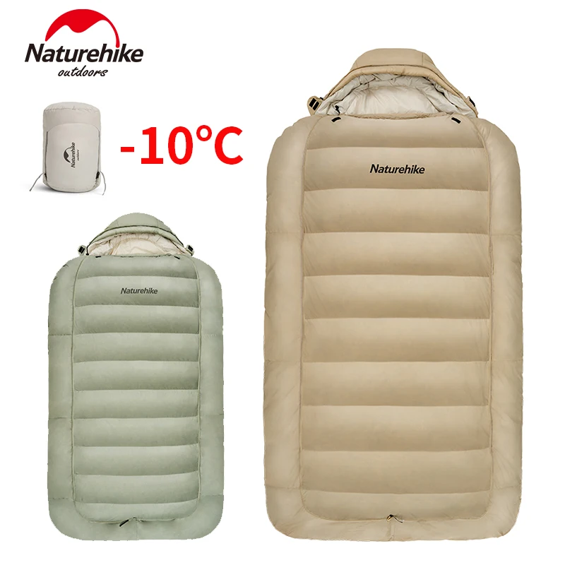 Naturehike Duck Down Sleeping Bag Ultralight Autumn Winter Spring Widened Sleeping Bag Hooded Windproof Waterproof -10℃ Outdoor