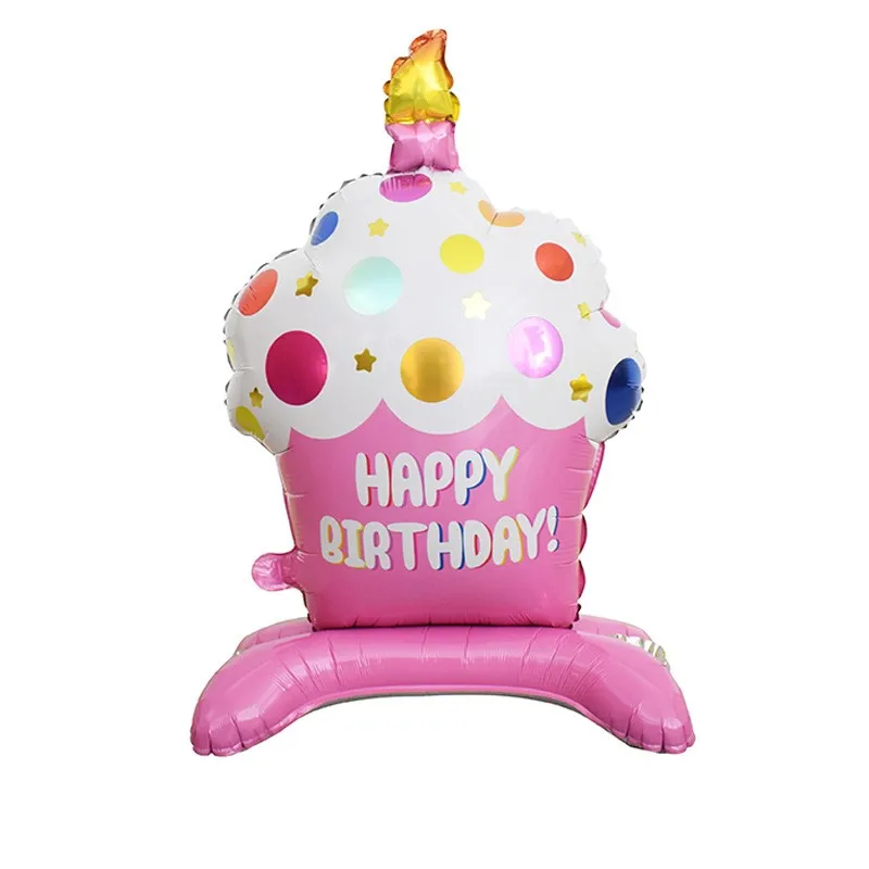 생일 축하 알루미늄 호일 풍선 스탠딩 베이스 컵케이크 알루미늄 호일 풍선, 생일 베이비 샤워 기념일 장식, 1 개