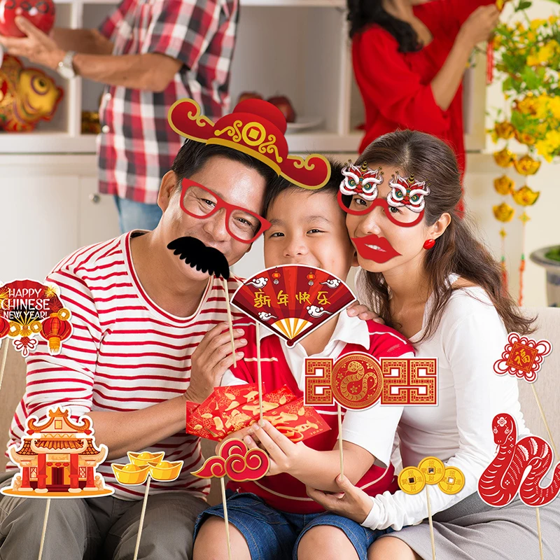 2025 Jaar van de Slang Papieren Fotolijst God van Fortuin Grappige Decoraties Gelukkig Chinees Nieuwjaar Party Foto Props