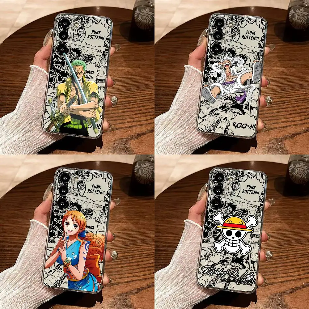 Anime One Piece Transparent Phone Case For Samsung Galaxy S25 S24 S23 FE S22 Ultra S20 S21 5G Soft Clear Cover