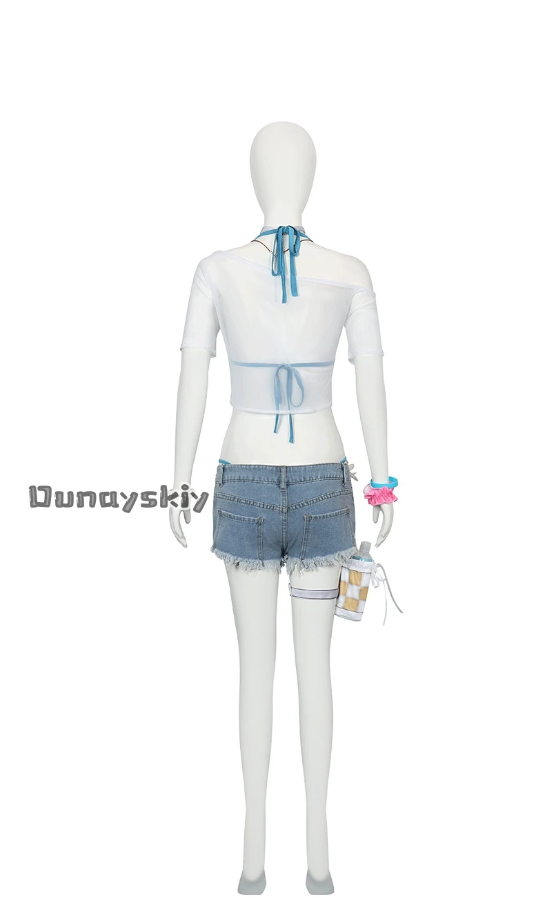 Anime Game Wuthering Waves Lynae Cosplay Costume Summer Beach Bikini Cowboy Shorts Wig Woman Sexy Role Play Halloween Party Suit view 5