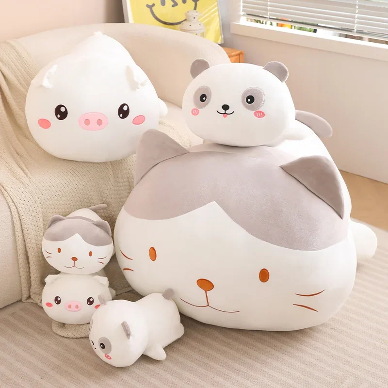 35-60cm Cute Cats Plush Toys Soft Stuffed Animal Cat Doll Cartoon Sleep Pillow Sofa Cushion Room Decor Baby Kid Girl Lovely Gift