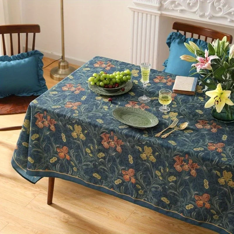 1pc Washable Floral Tablecloth, Available in Multiple Sizes, Features Floral and Leaf Print
