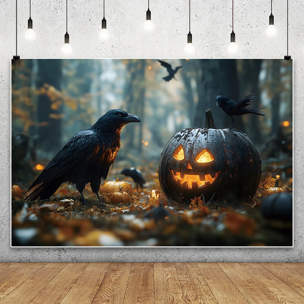 الرعب هالوين التصوير خلفية الغابات القوطية مثيرة الأسود الغراب اليقطين فانوس 2025 هالوين خلفية الصورة الطرف