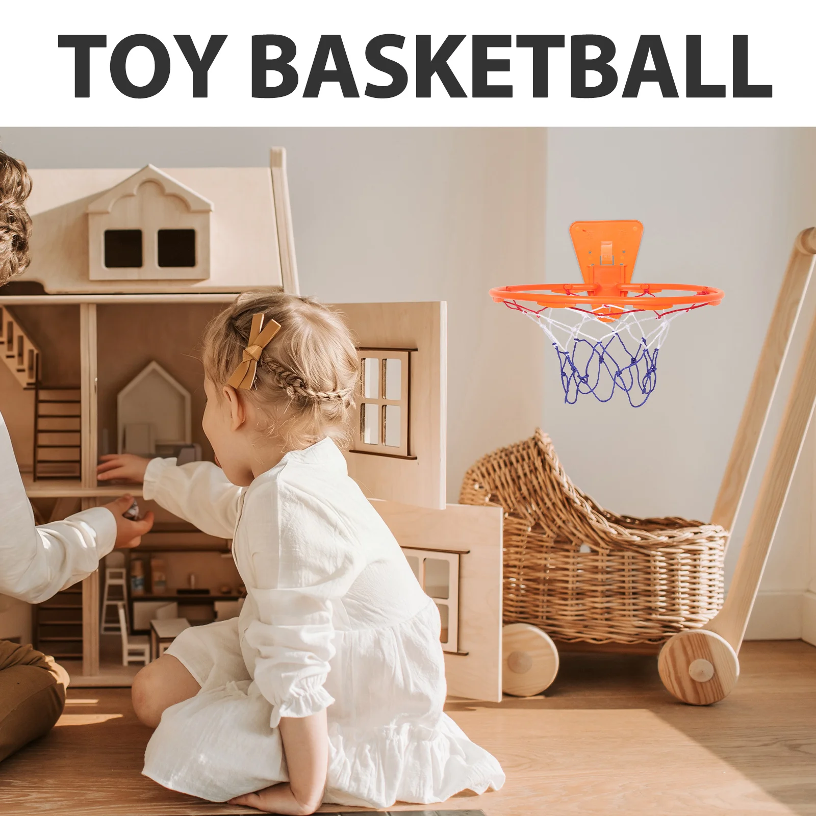 Indoor Wall Mounted Basketball Hoop Foldable Rim Household Basketball Hoop Replacement Heavy Duty Orange Frame