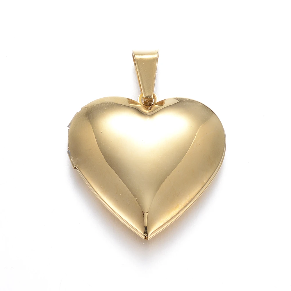 10pcs Heart Locket Pendants 316 Stainless Steel Openable Photo Frame Necklace Pendants for Women Gifts 29x29x7mm Inner 21x20mm