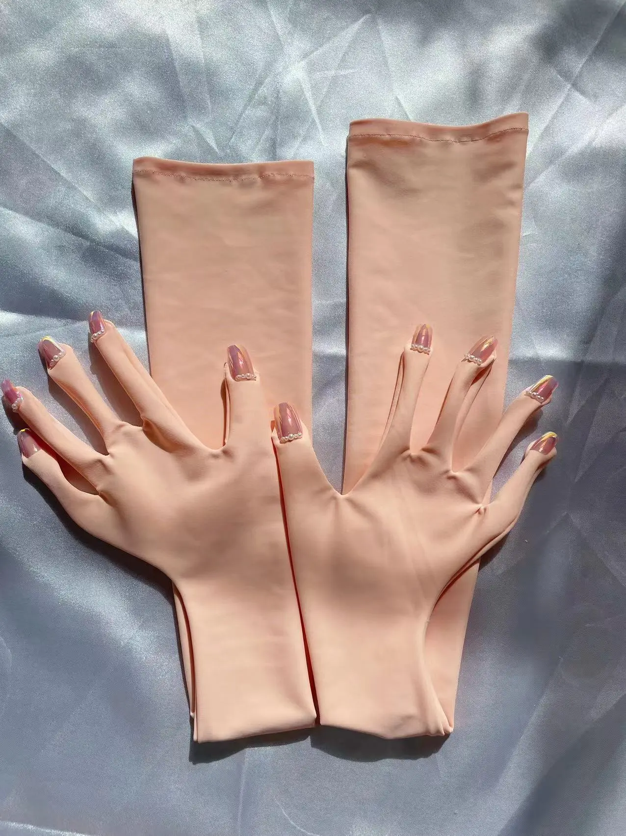 Gants à ongles Zentai en spandex couleur chair rose de luxe pour hommes, jeu de rôle Kigurumi, gants longs à haute élasticité avec costume d'ongles