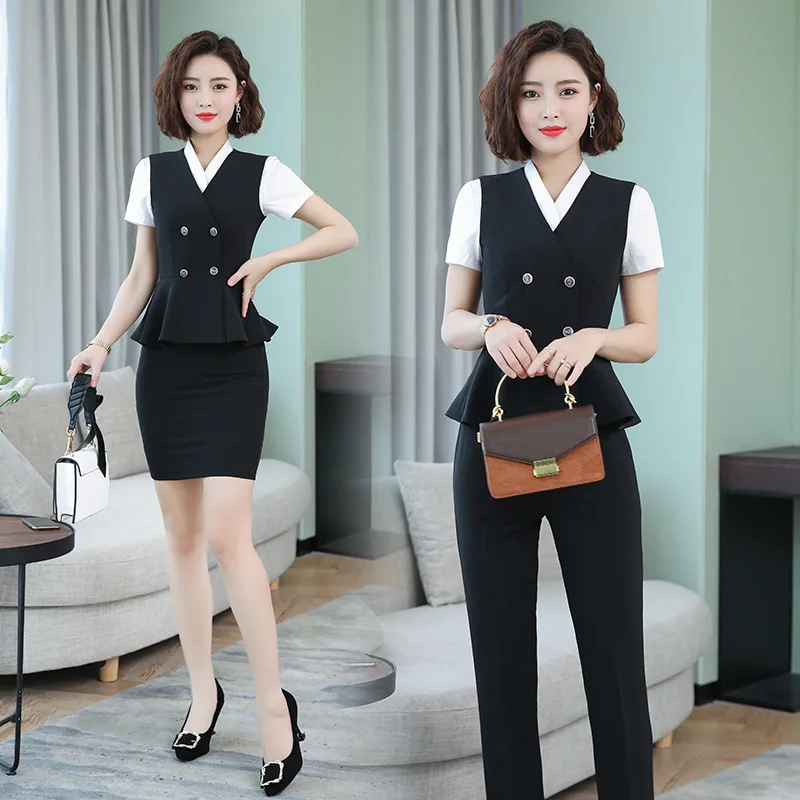 

2024Spring New Career Vest Suit Fashion Short Temperamental Vest Double-Breasted Belly Covering Overalls