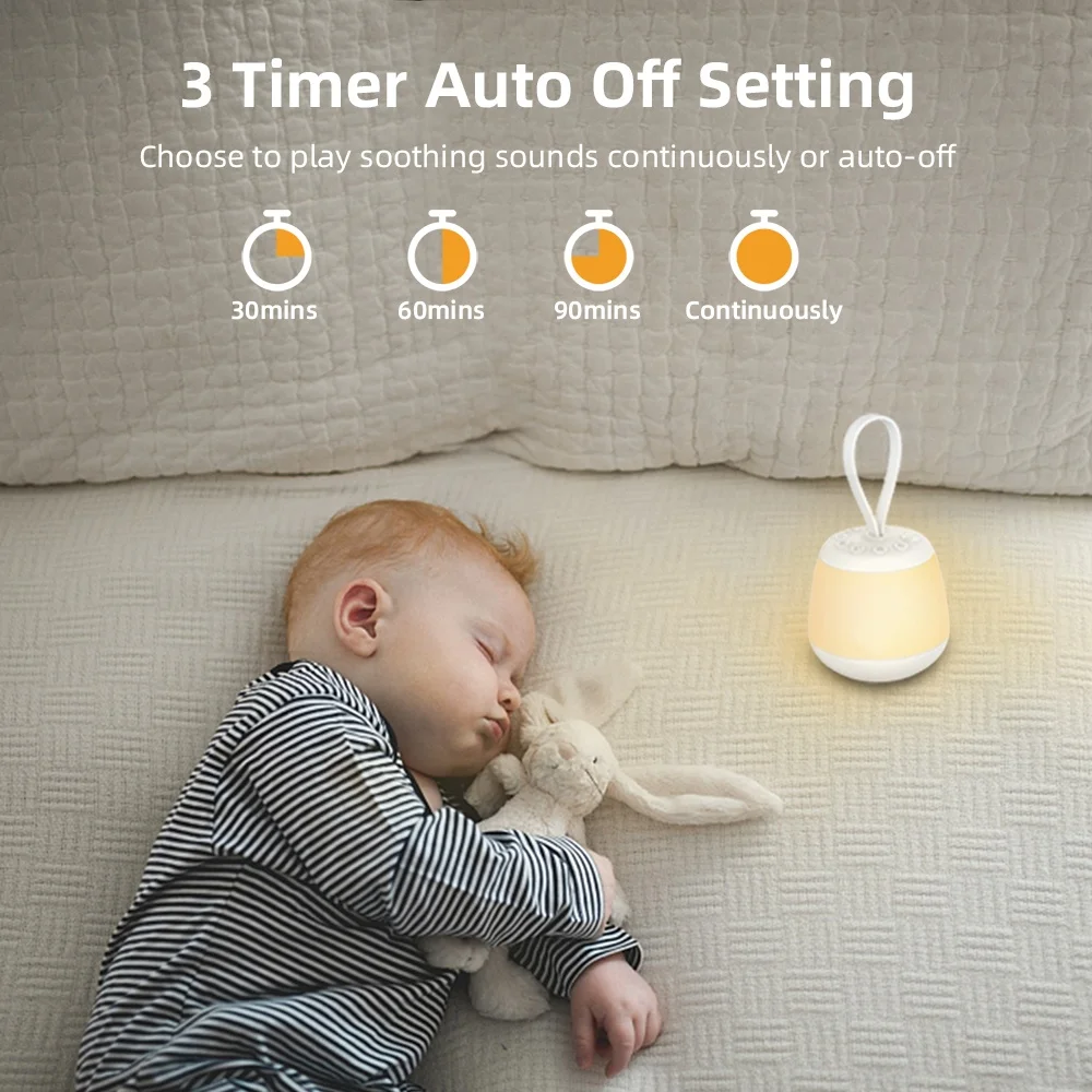 

【CHIMU HOME】Portable Baby White Noise Machine | 21 Soothing Sounds with Timer Night Light