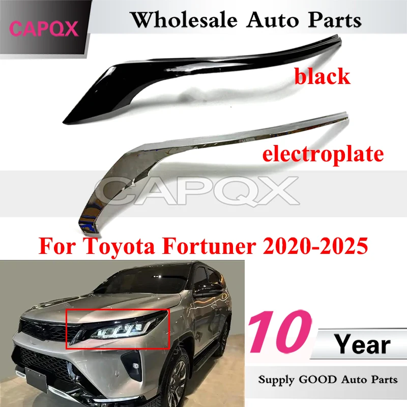 

CAPQX Front Headlight Trim Strip For Toyota Fortuner 2020-2025 Head Light Decoration Strip Headlamp Eyebrow Trim