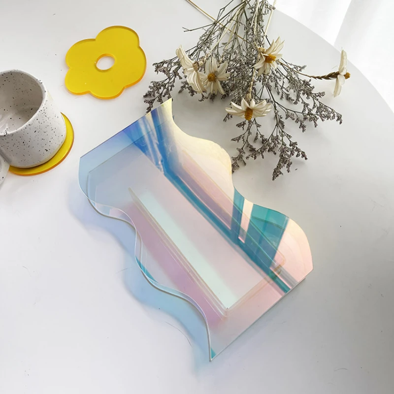 Ins acrílico transparente colorido geométrico vaso ornamentos fotografia fundo tiro adereços desktop casa decorações