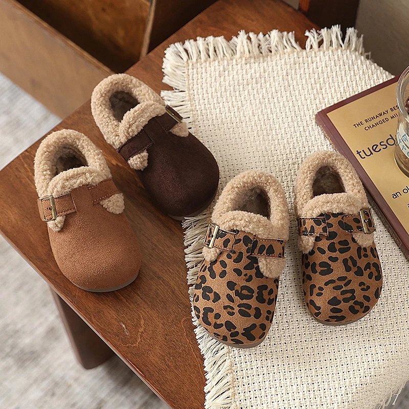 New Fashion Children's Shoes for Girls Winter Furry Hairy Kids Cotton Shoes Outdoor Warm Soft Bottom Toddlers Causal Flat Shoes