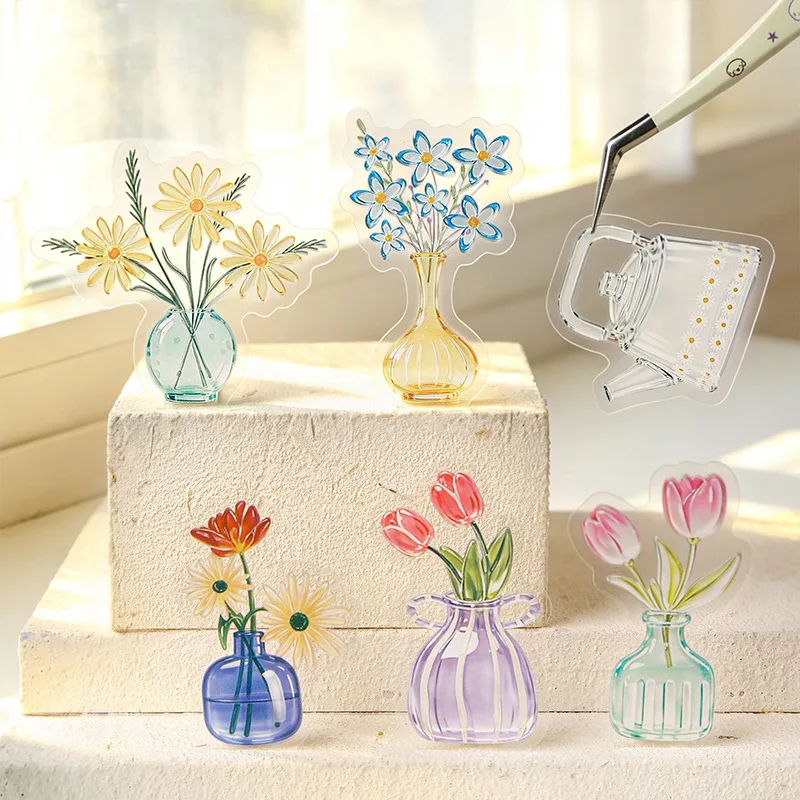 30 autocollants décoratifs en PET de la série Glass Collection, style rétro léger, fruits et desserts, pour DIY, scrapbooking, journal intime et junk journal