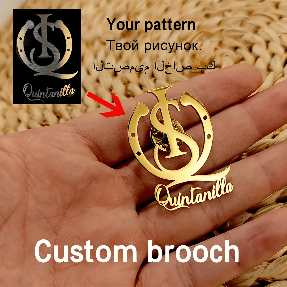 Customized Your Logo Brooch Personalized Company Nameplate Brooches Design Photo Real Signature Jewelry Graduation Party Gift