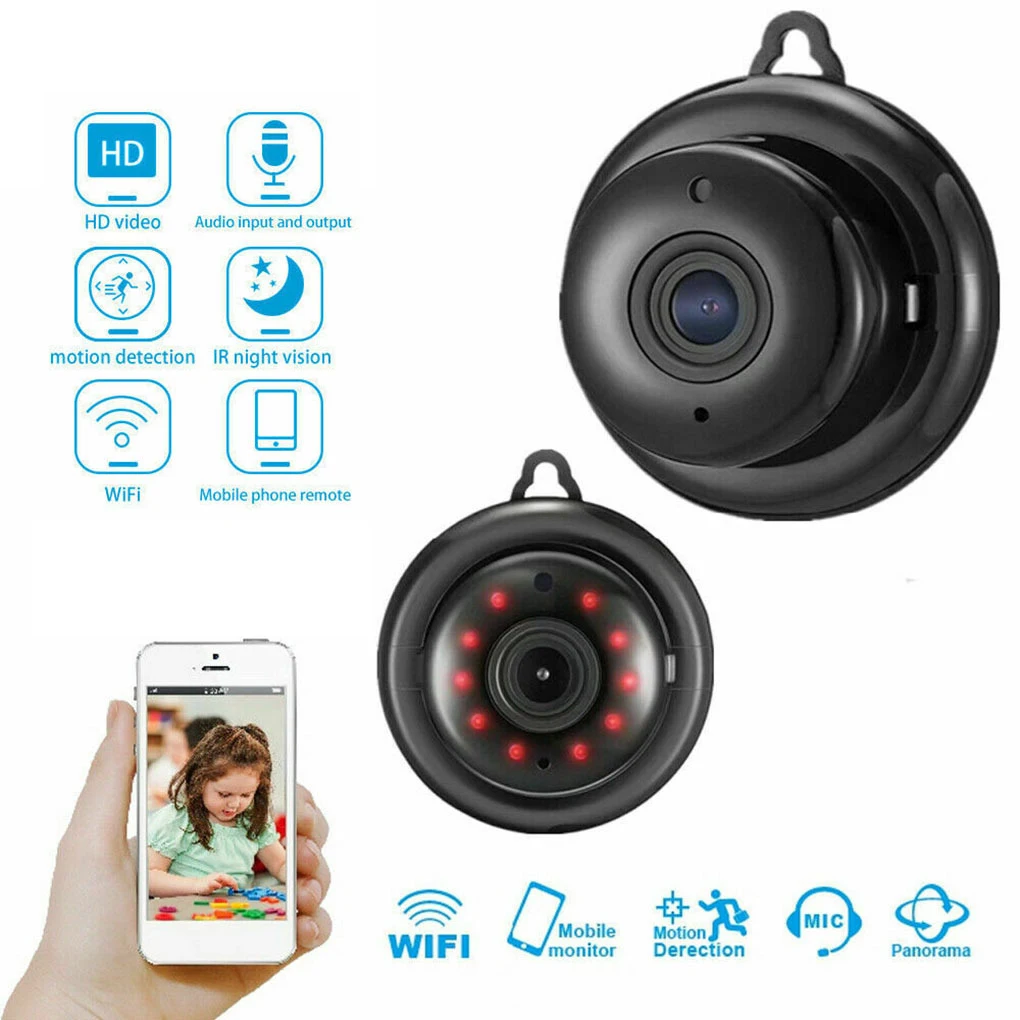 1080 HD IP Camera Mini WiFi Camera with Infrared Night Vision 2-Way Audio Motion Tracker Wireless Home Security V380 Monitor Cam