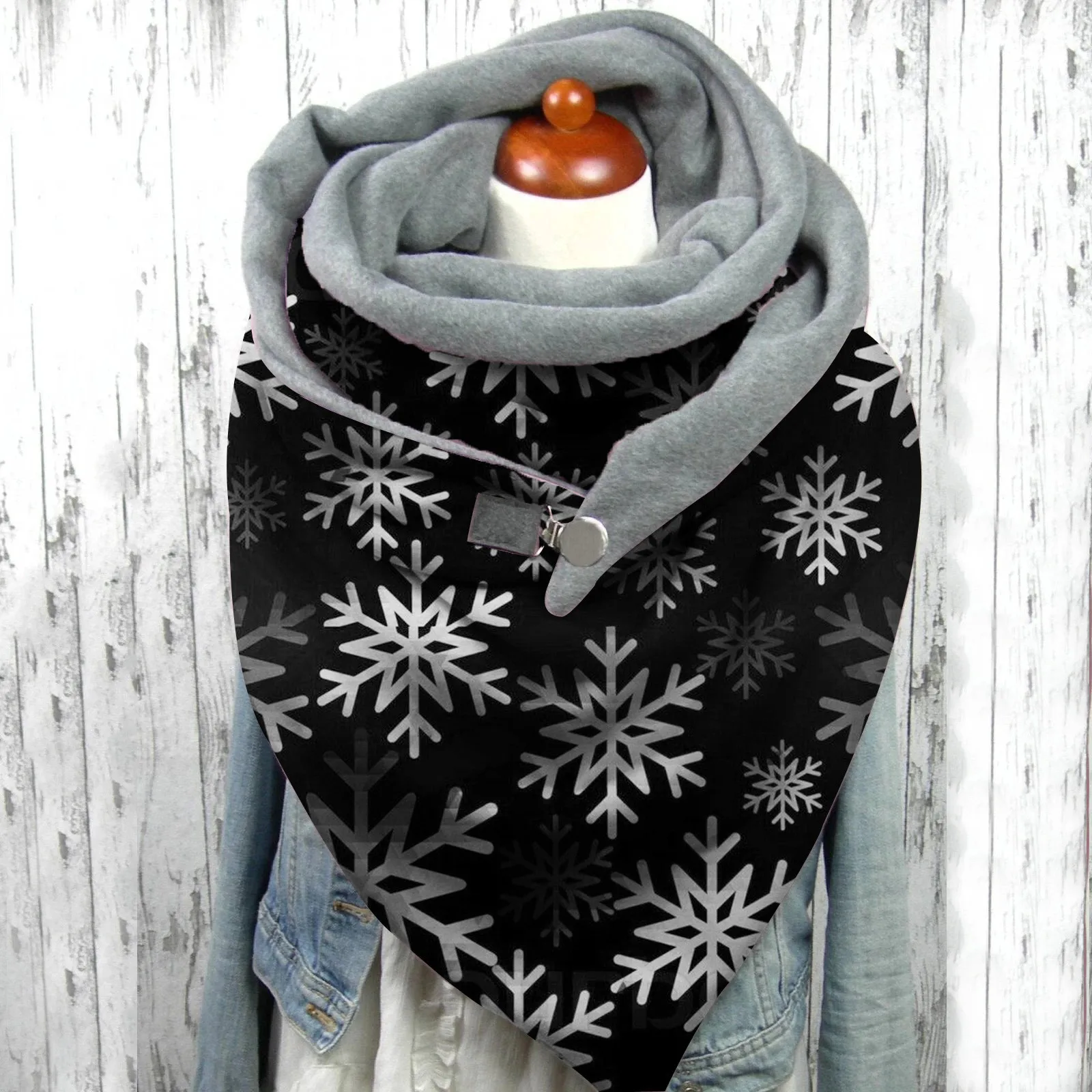 Scarves Fashion Button Snowflake Winter Wrap Print Soft Casual Women Shawls Warm Scarf Scarf Ladies