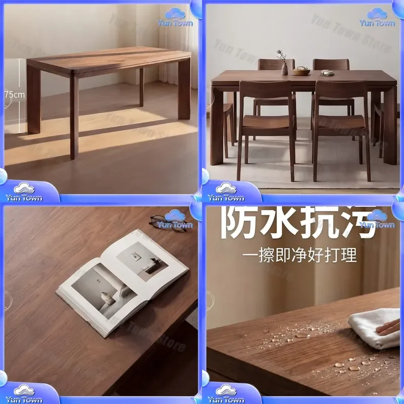 for Ronaima for North American Black Walnut All Solid Wood Rectangular Dining Table with Tenon Mortise Structure Household