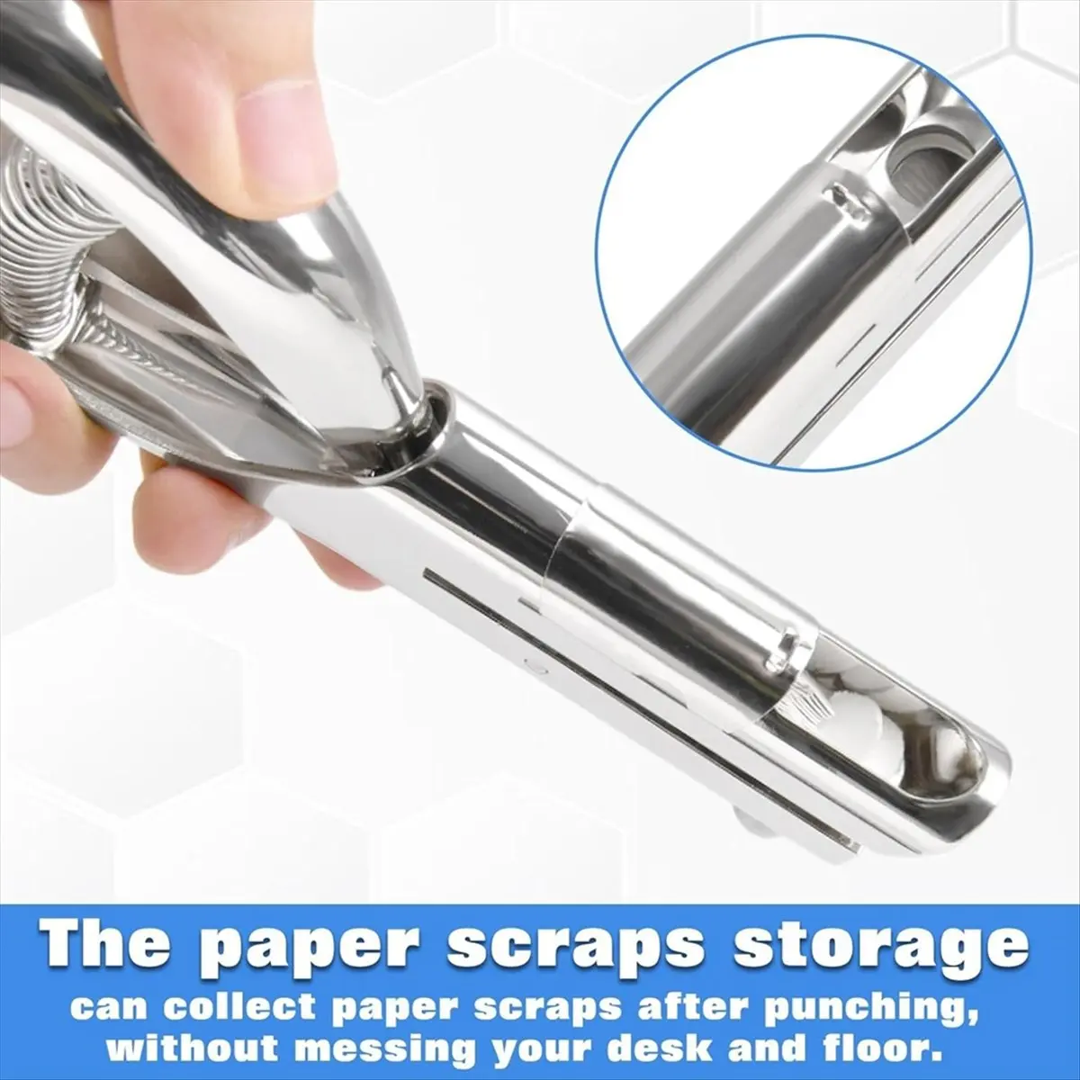 Deep Throat Heavy Duty Hand Held Single Hole Punch Duty Hand Held Zinc Alloy 3/8Inch (10 mm) Hole Punch for Paper ID PVC