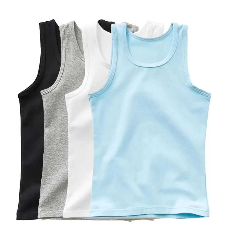 Girls Boys Tank Tops Kids Candy Color Sleeveless Vest 2024 Summer Teenagers Top Tees 3 To 14Yrs Children\'s Undershirts Clothes