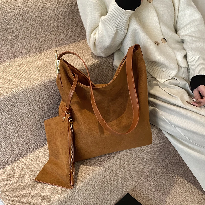 

2-комплектная сумка-ведро для женщин, большая вместительная винтажная кожаная сумка-мессенджер, кофейно-коричневая сумка Bolsas, повседневная сумка через плечо