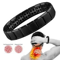 Aço inoxidável preto germânio magnético Chain Link pulseira para homens e mulheres, cuidados de saúde energia jóias, ronco pulseira, novo