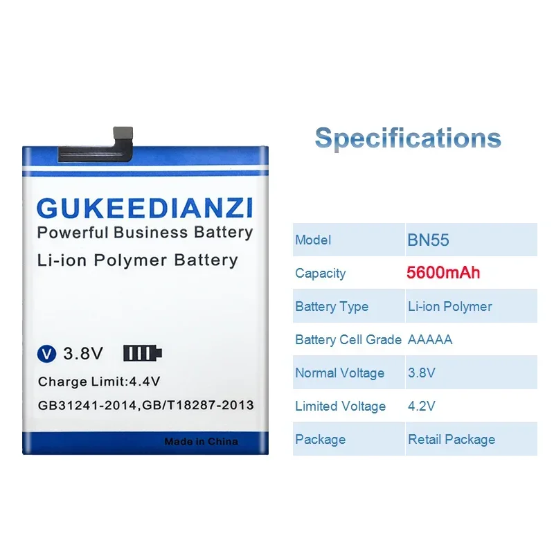 بطارية الهاتف المحمول BN55 بقدرة 5600 مللي أمبير في الساعة لهاتف Xiaomi Redmi note 9s 9 s note9s ذات سعة عالية
