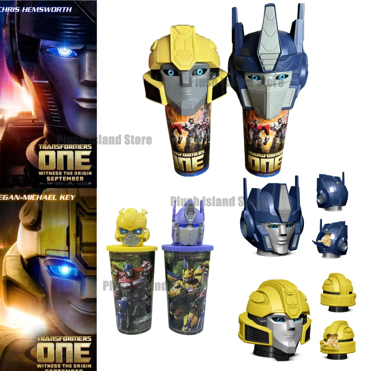 2024 New Movie 《Transformers One》 Optimus Prime Bumblebee Topper Cup Figuine Cinema Collectible Gift Capacity 22oz