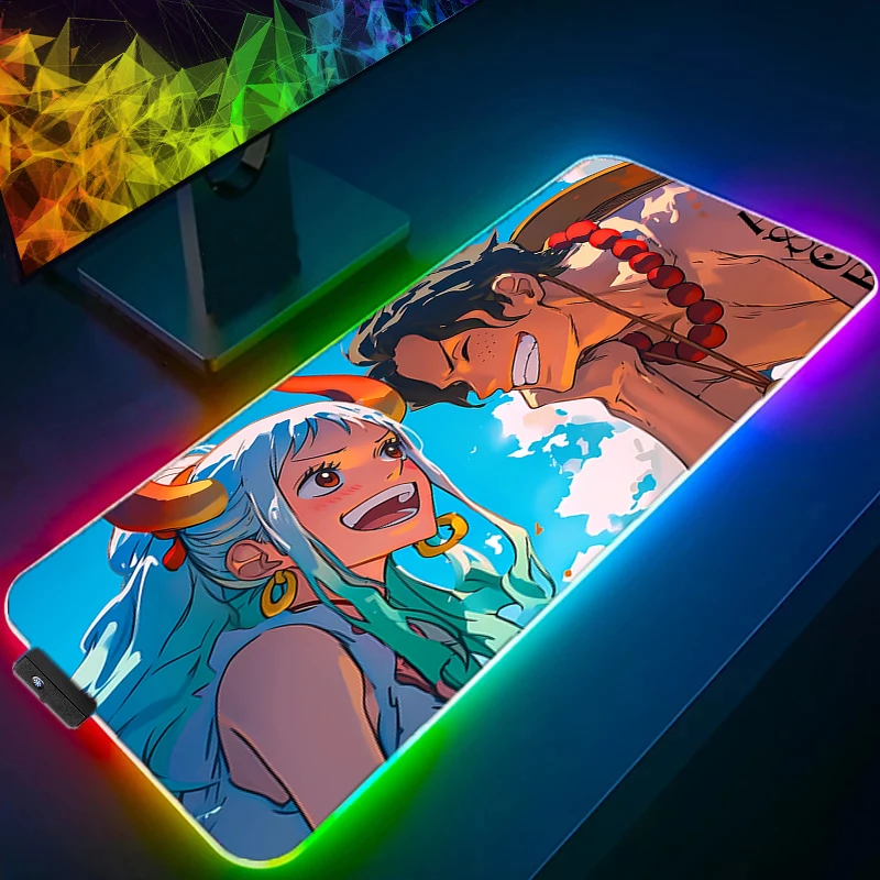 Rgb led mouse pad portátil uma peça portgas · d · ace teclado antiderrapante anime tablet almofada acessórios para pc mousepad tapete de mesa de jogos