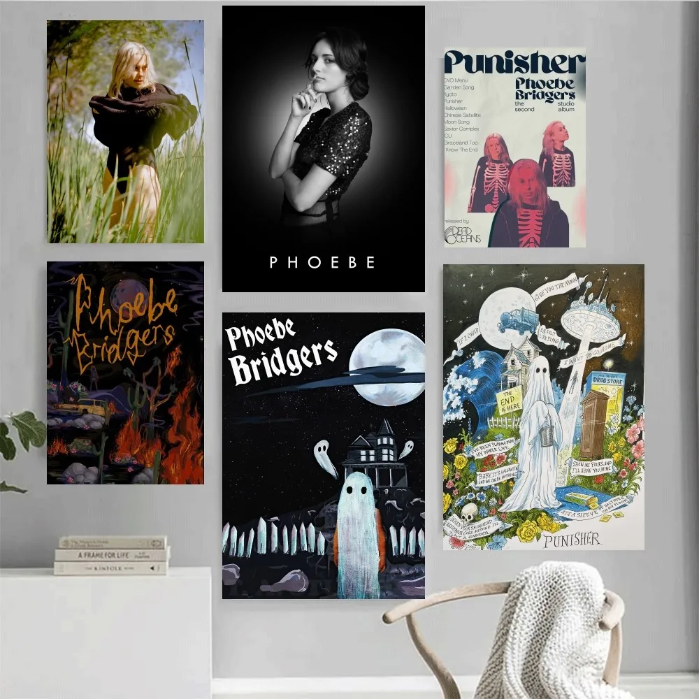 Singer P-Phoebe B-Bridgers Poster Home Office Wall Bedroom Living Room Kitchen Decoration Painting