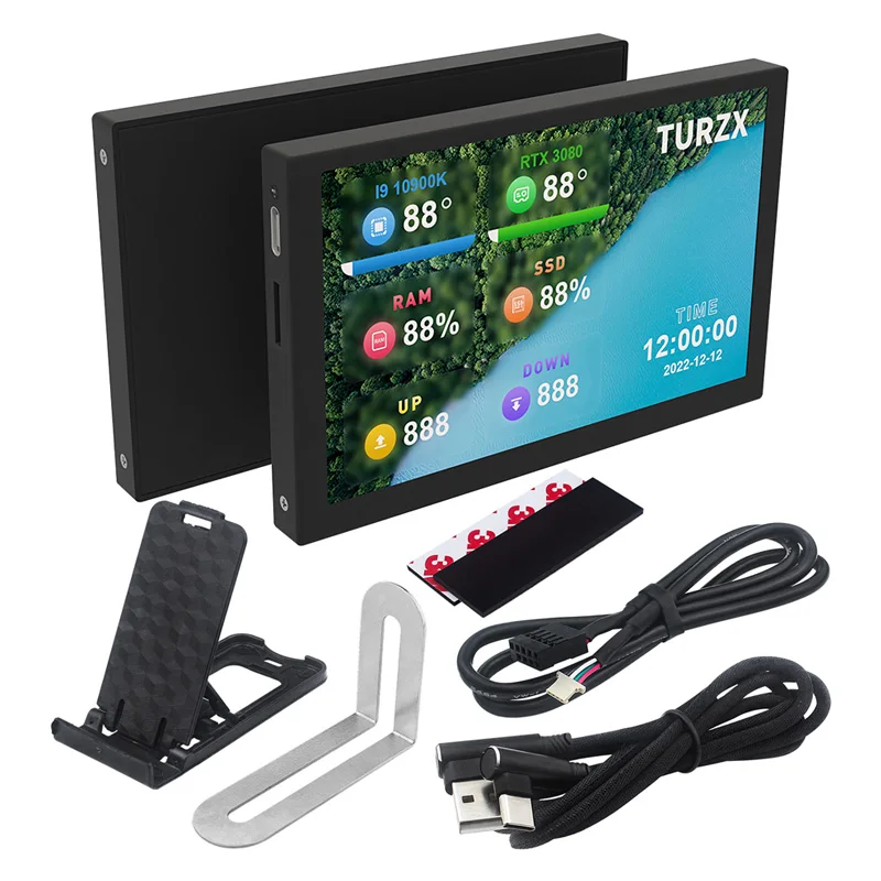 3.5 / 5 Inch IPS Type-C Secondary Screen Mini Computer USB Display CPU GPU RAM HDD Monitor with Holder Metal Case No Use AIDA64